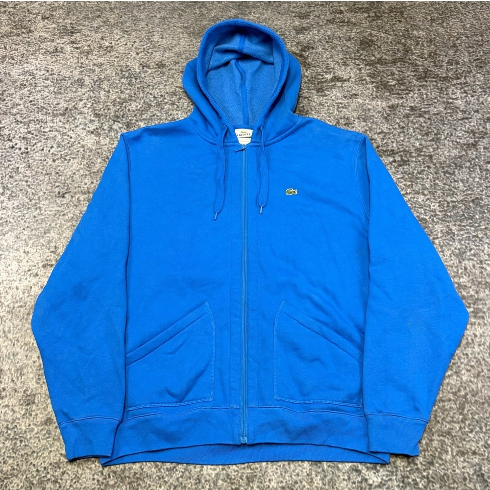 Vintage Lacoste Zip Up Hoodie Mens 9 (XXL) Blue Preppy 90s Y2K Sweatshirt